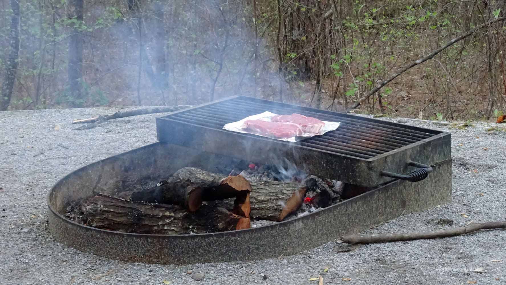 Steaks vom Feuer am Coleman Lake.