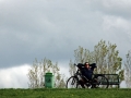 Radfahrer auf Deich whe